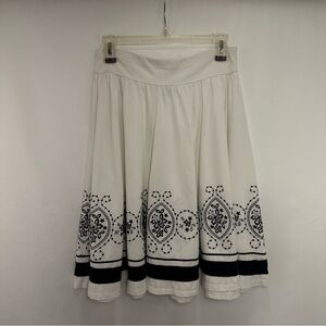 Talbots Elegant White and Black Embroidered Skirt